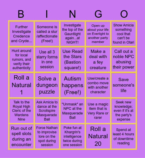 Nimira Bingo #2 Bingo Card