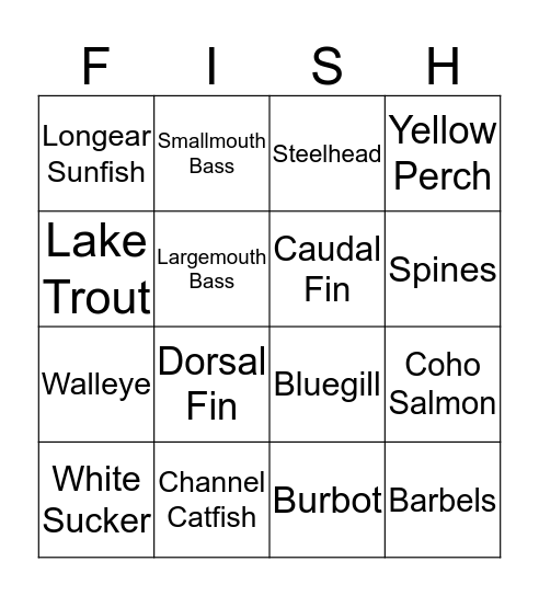 FISH BINGO Card