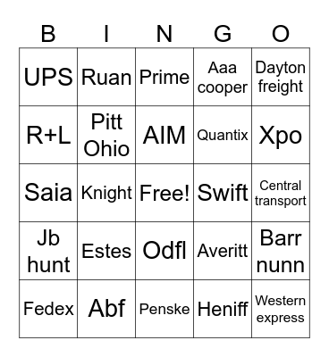 Trans Bingo Card