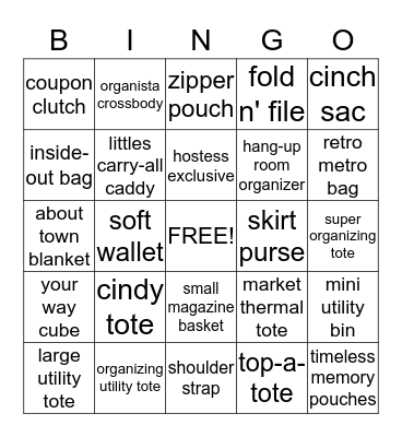 Thirty-One Bingo Card