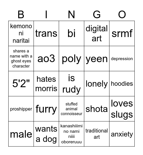 how rudy are you Bingo Card