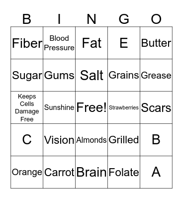 Vitamin Bingo! Bingo Card