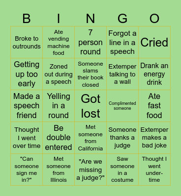 Forensics Bingo Card