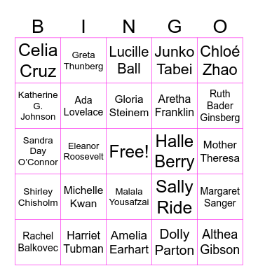 Women's History Month Bingo Card