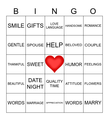 "Pleasant Words are...Sweet" Bingo Card