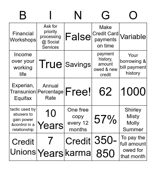 Allstate BINGO 1-3 Bingo Card