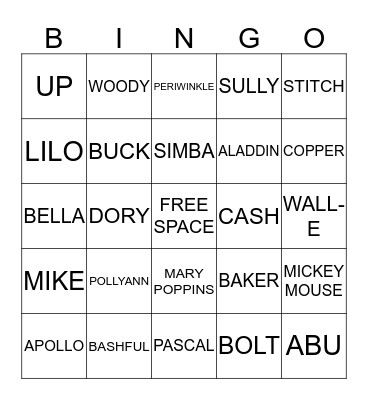 DISNEY BINGO Card