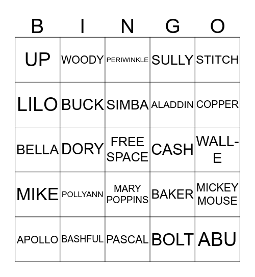 DISNEY BINGO Card