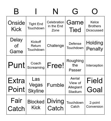 Football Sunday BINGO Card