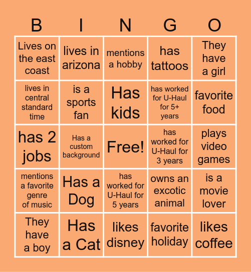 Social Hour Bingo! Bingo Card