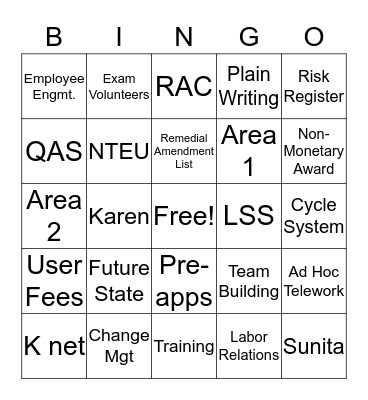 Determ Manager Meeting Bingo Card