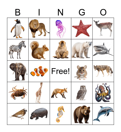 Unidad 5 - Los Animales Bingo Card