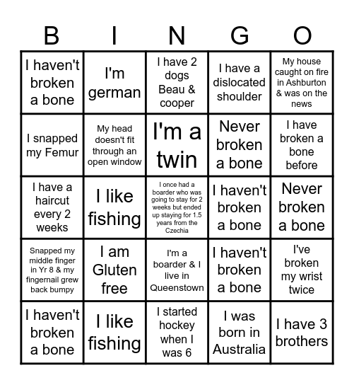 Random Facts Bingo Card