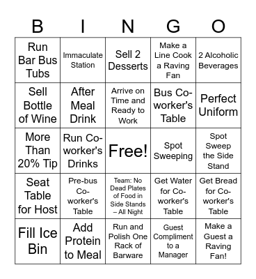 Server Contest Bingo Card