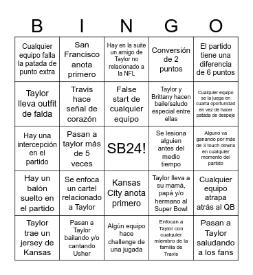 SIWFTIE BOWL Bingo Card