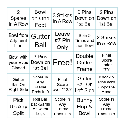 Bowling BINGO Card