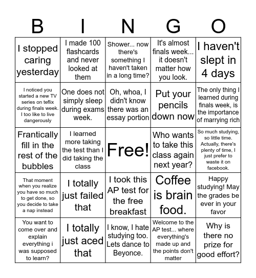 SOJ YOUTH STUDY BREAK BINGO Card