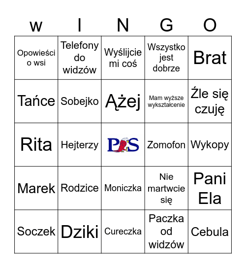 Rekinka Bingo Card