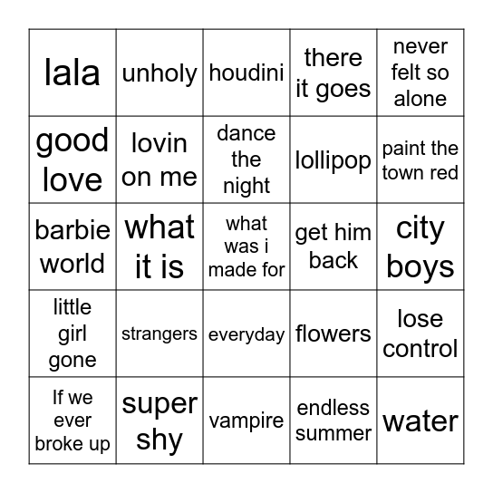 Tiktok Bingo Card
