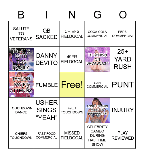 Superbowl (Taylor's Version) Bingo Card