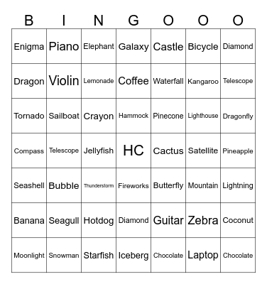 HC Test Bingo Card