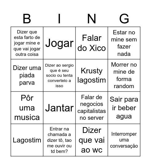 Tomas bingo Card