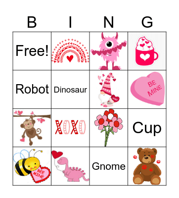 Valentines Day Bingo Card