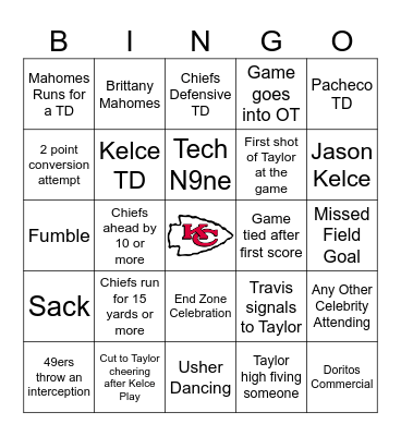 Taylor + Travis Bingo Card