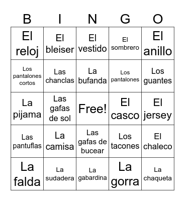 LA ROPA Bingo Card