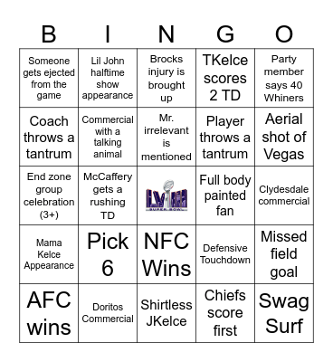 Super Bowl 48 Bingo Card