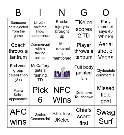 Super Bowl 48 Bingo Card