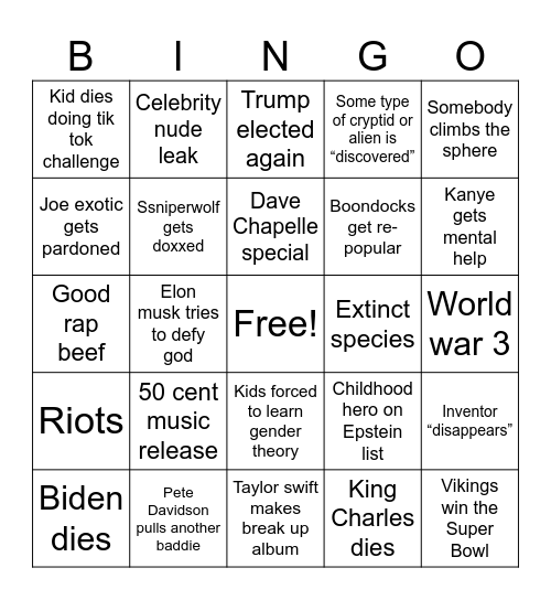 My 2024 Bingo Card