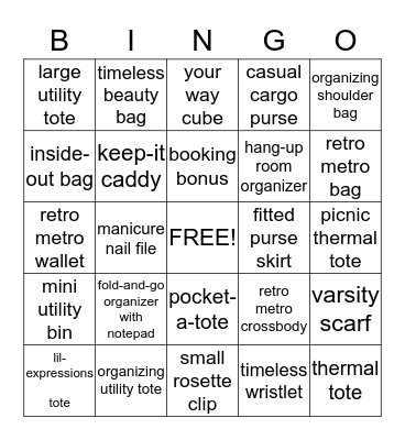 Thirty-One Bingo Card