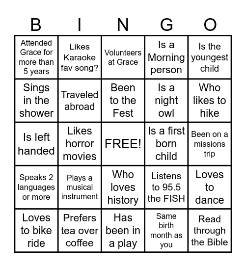 Single Mingle Bingo Card