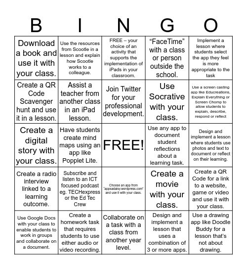 iPad Bingo Card