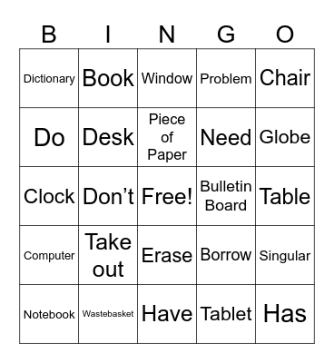 Early Emerging Bingo Card