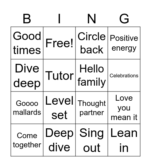Bingo! Bingo Card