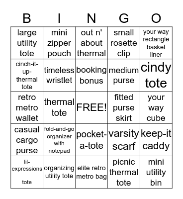 Thirty-One Bingo Card
