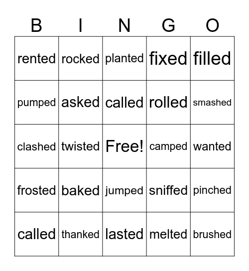 The sounds of Suffix -ed Bingo Card