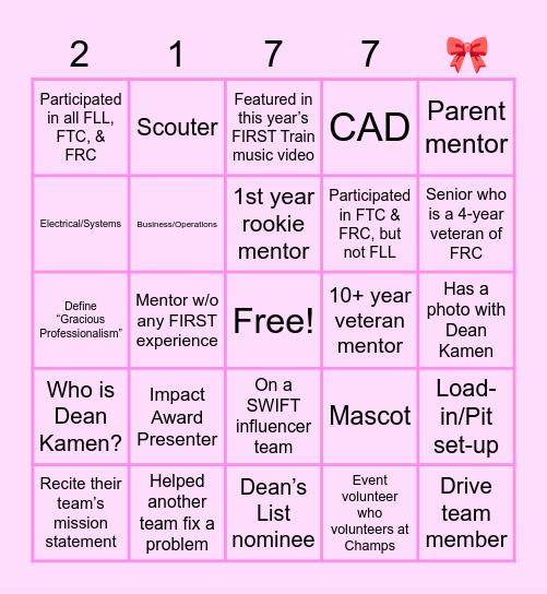 SWEet Eats Bingo Card