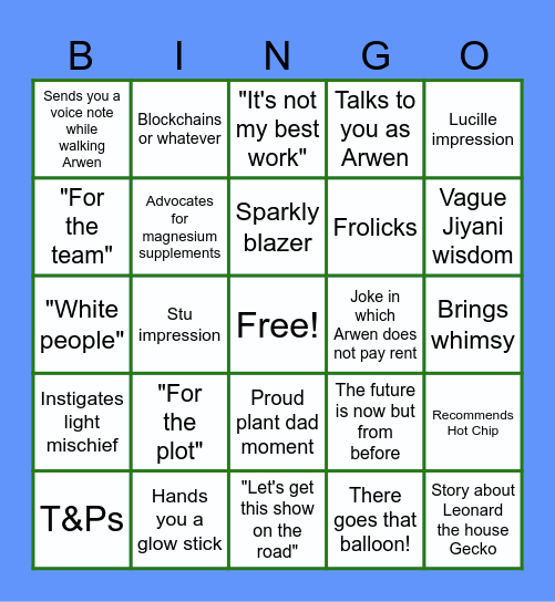JARED Bingo Card
