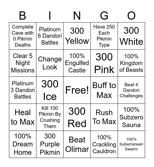 Pikmin 4 Bingo 1 Bingo Card