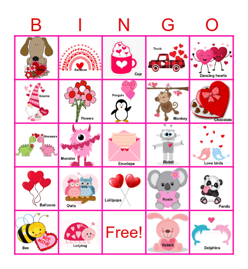 Valentines Day Bingo Card