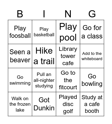 BINGO-HAMTON ROUND 2: Campus Activities Bingo Card