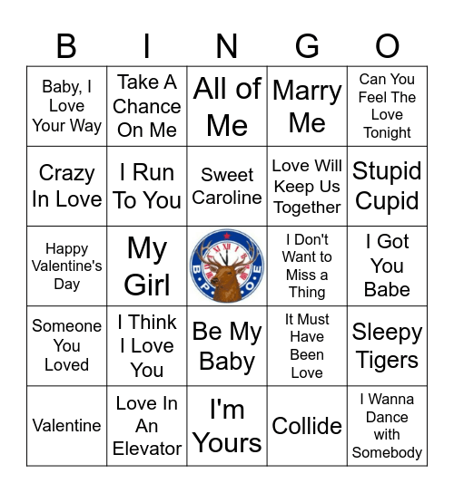 Love Songs Bingo Card