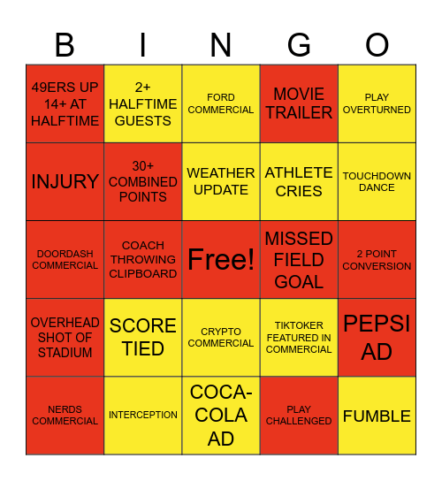 SUPER BOWL 58 Bingo Card