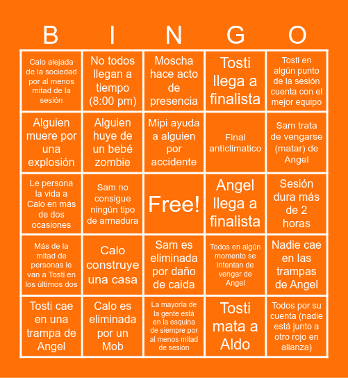 Third Life Bingo Card