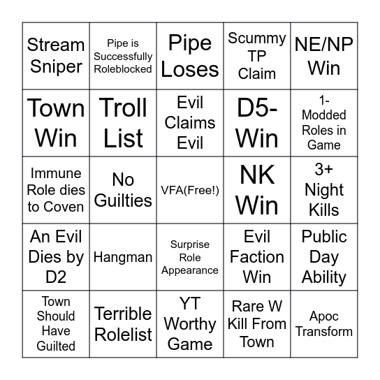 TOS 2 Bingo Card