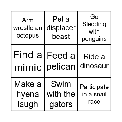 Audubon Challenge Bingo Card