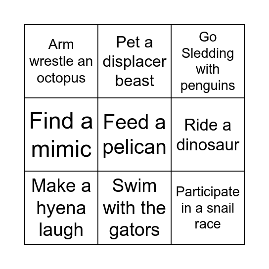 Audubon Challenge Bingo Card